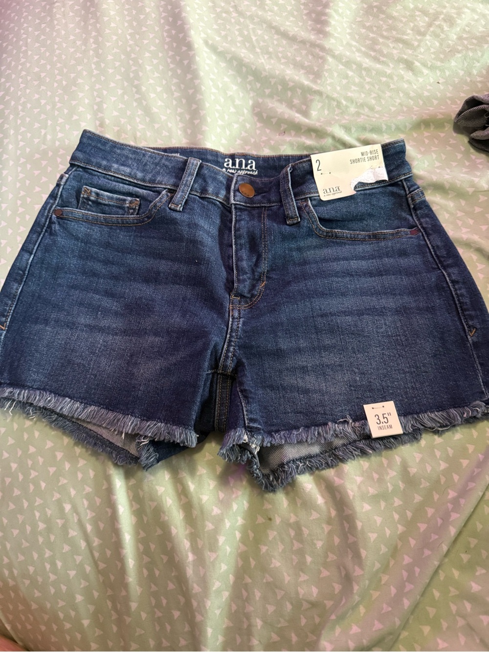 a.n.a Medium Wash Frayed Hem Denim Shorts